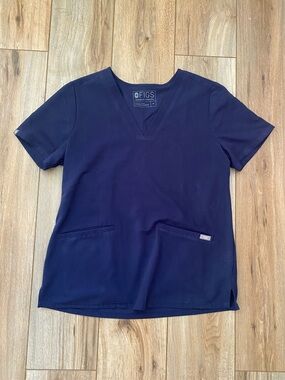 Figs Deep Navy Blue V-Neck Medical Scrub Top Medical/ Dental Workwear